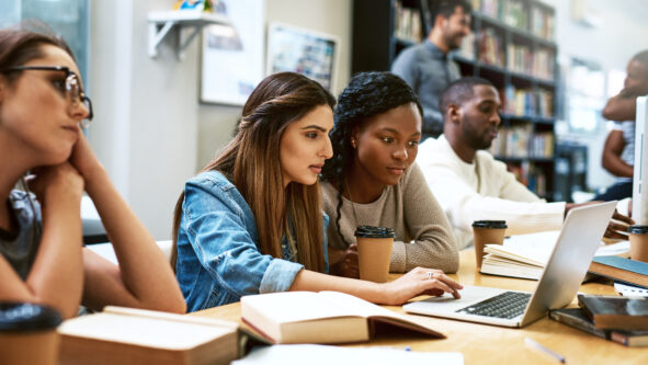 student on library discount bus trip