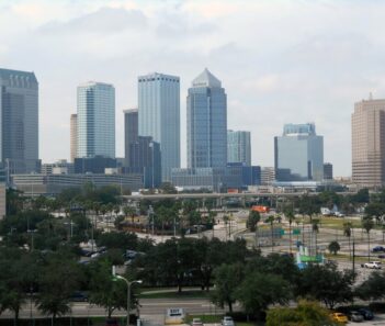 Downtown Tampa skyline view with skyscrapers. Things to do in Tampa with RedCoach USA