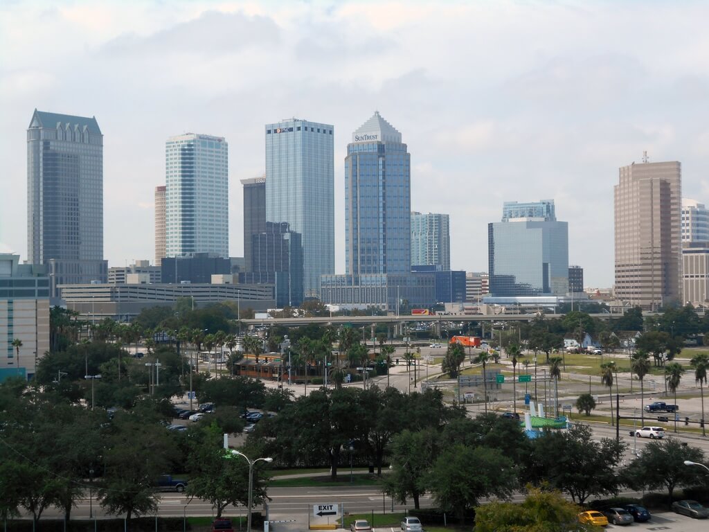 Downtown Tampa skyline view with skyscrapers. Things to do in Tampa with RedCoach USA